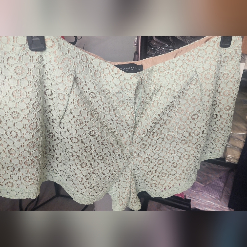 Mint Green Lace Shorts